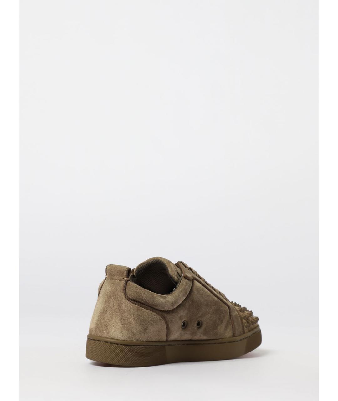 CHRISTIAN LOUBOUTIN Бежевые кожаные низкие кроссовки / кеды, фото 3