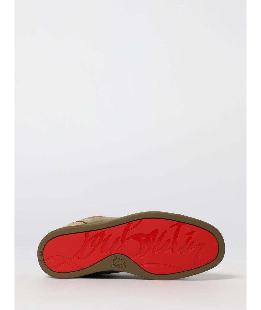 CHRISTIAN LOUBOUTIN Бежевые кожаные низкие кроссовки / кеды, фото 4