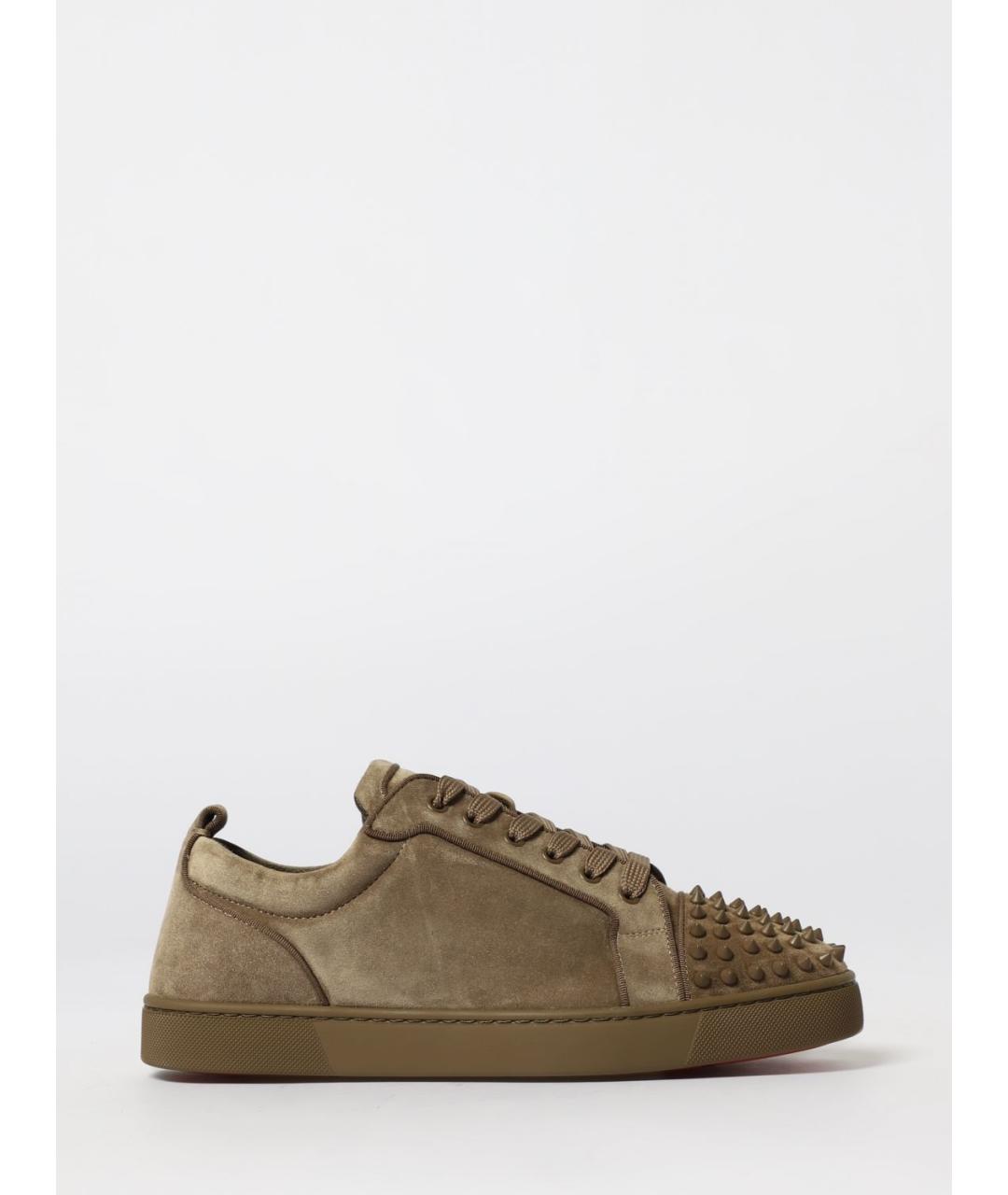 CHRISTIAN LOUBOUTIN Бежевые кожаные низкие кроссовки / кеды, фото 5