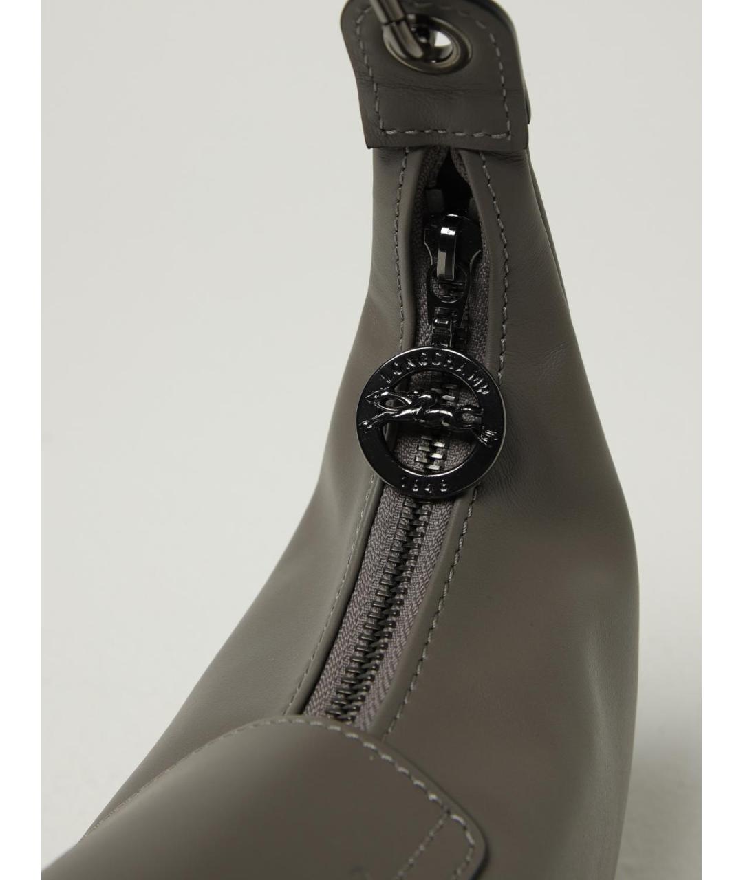 LONGCHAMP Серая кожаная сумка через плечо, фото 3