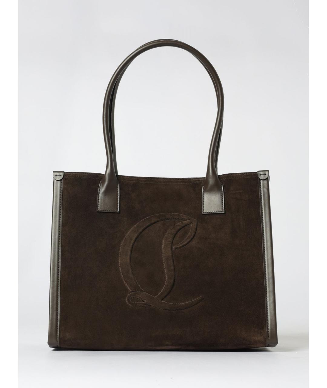 CHRISTIAN LOUBOUTIN Коричневая замшевая сумка тоут, фото 5