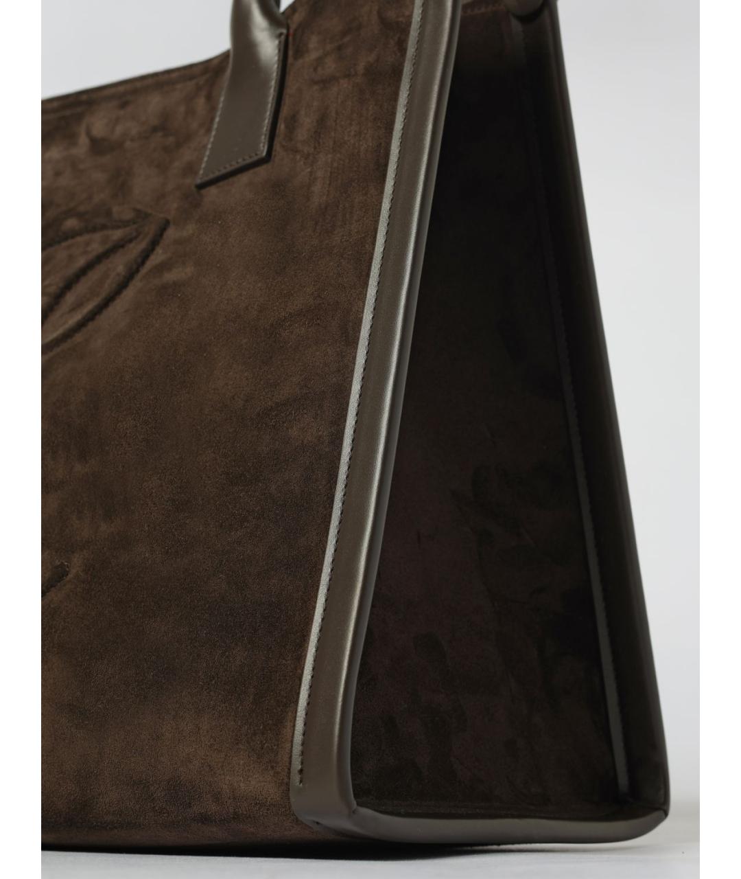 CHRISTIAN LOUBOUTIN Коричневая замшевая сумка тоут, фото 3