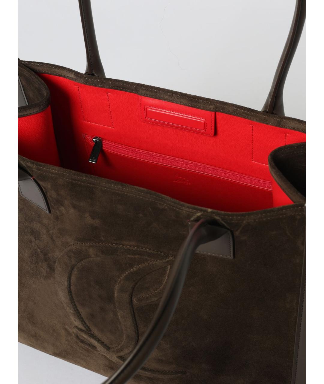 CHRISTIAN LOUBOUTIN Коричневая замшевая сумка тоут, фото 4