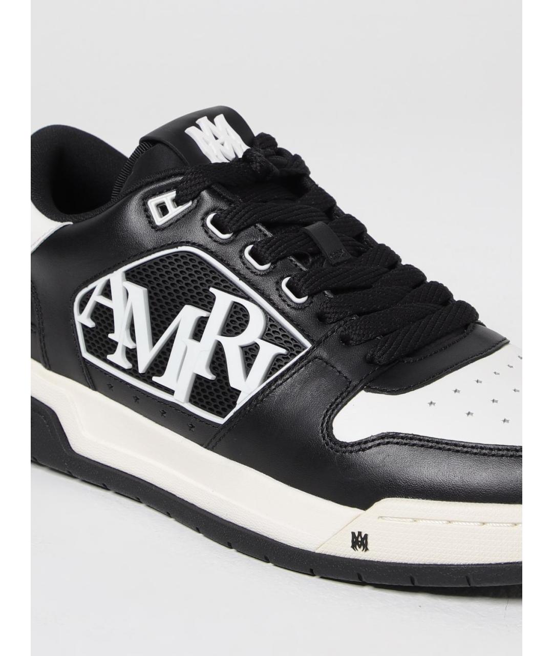 AMIRI Черные кожаные низкие кроссовки / кеды, фото 4