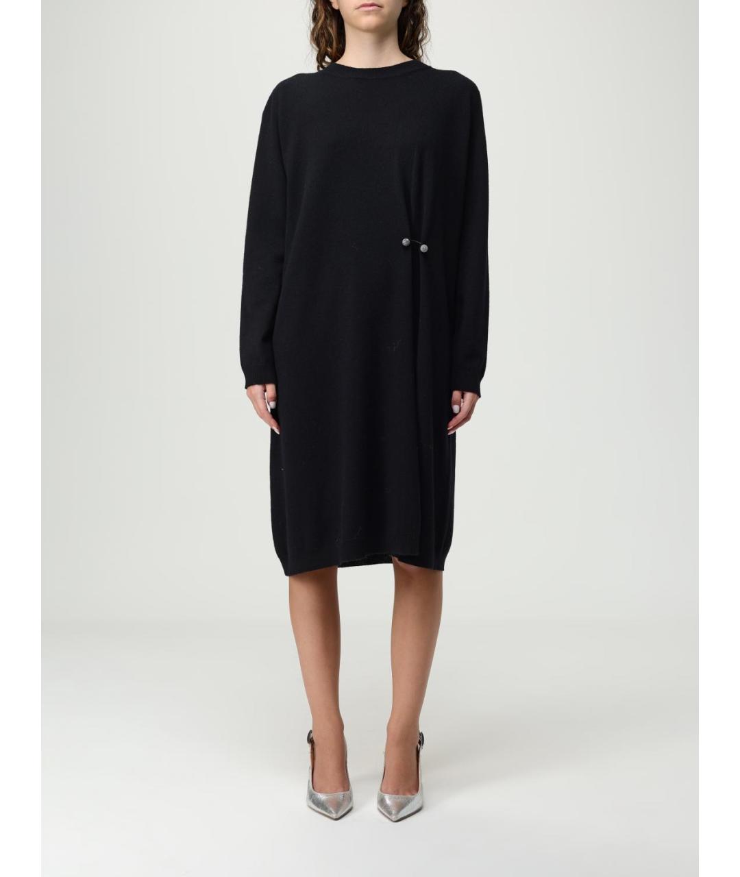 FABIANA FILIPPI Черное шерстяное повседневное платье, фото 5