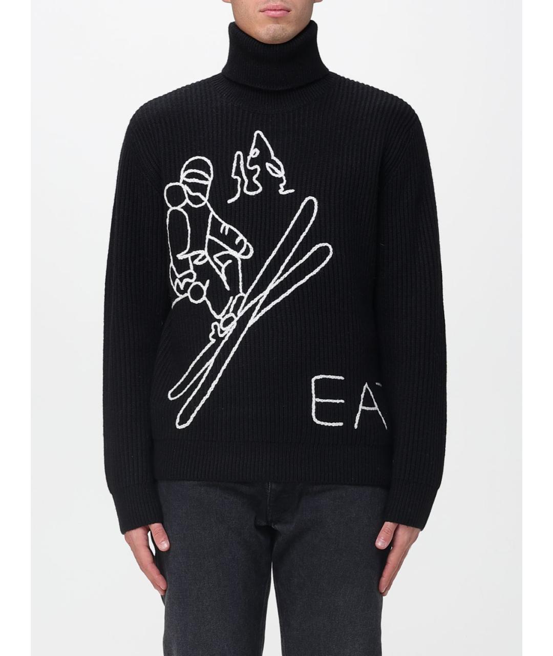 EA7 Черный шерстяной джемпер / свитер, фото 2