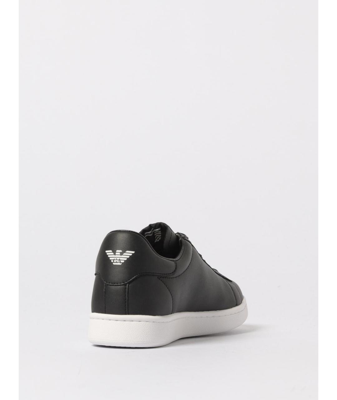 EA7 Черные кожаные низкие кроссовки / кеды, фото 3