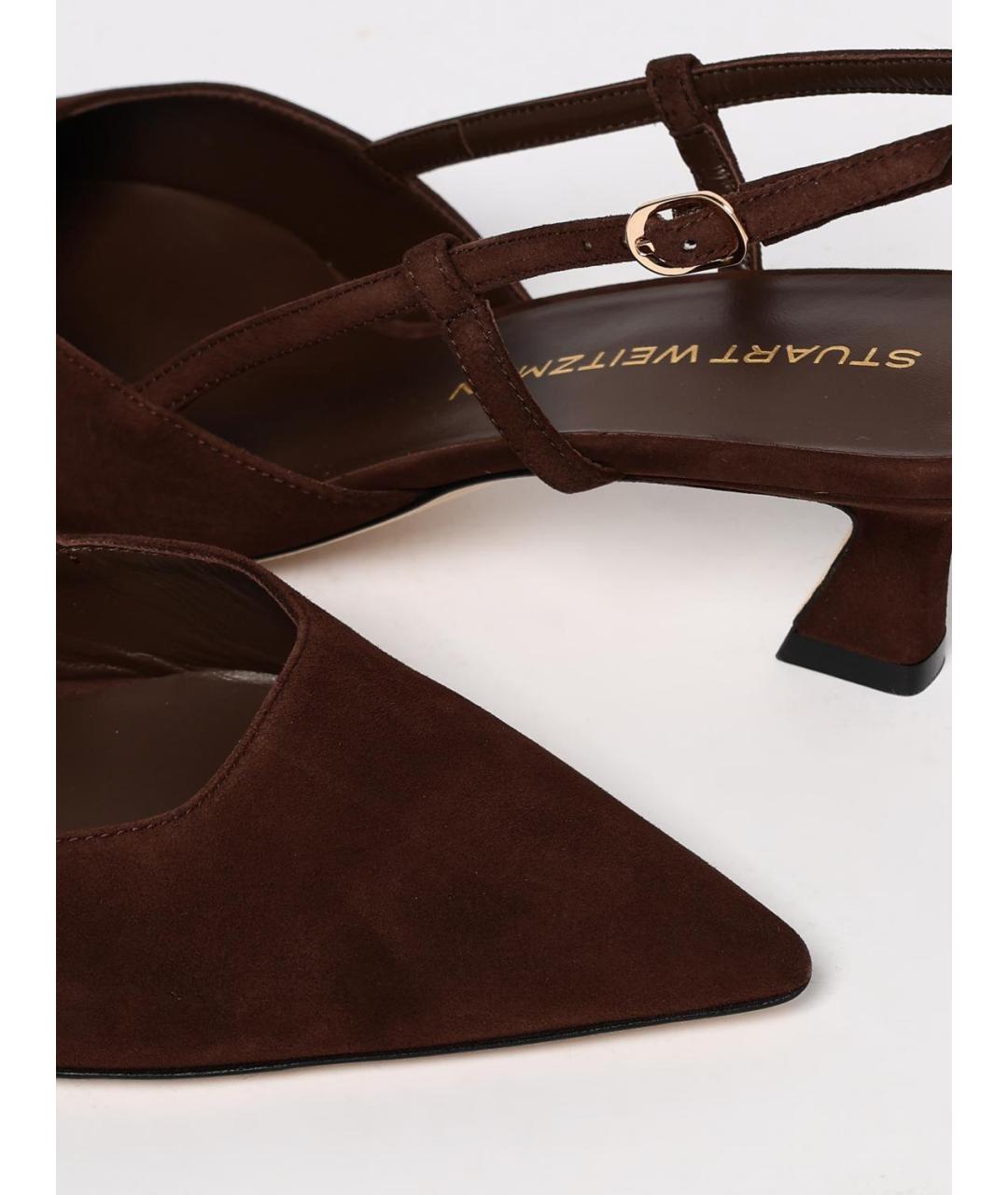 STUART WEITZMAN Коричневые замшевые туфли, фото 4