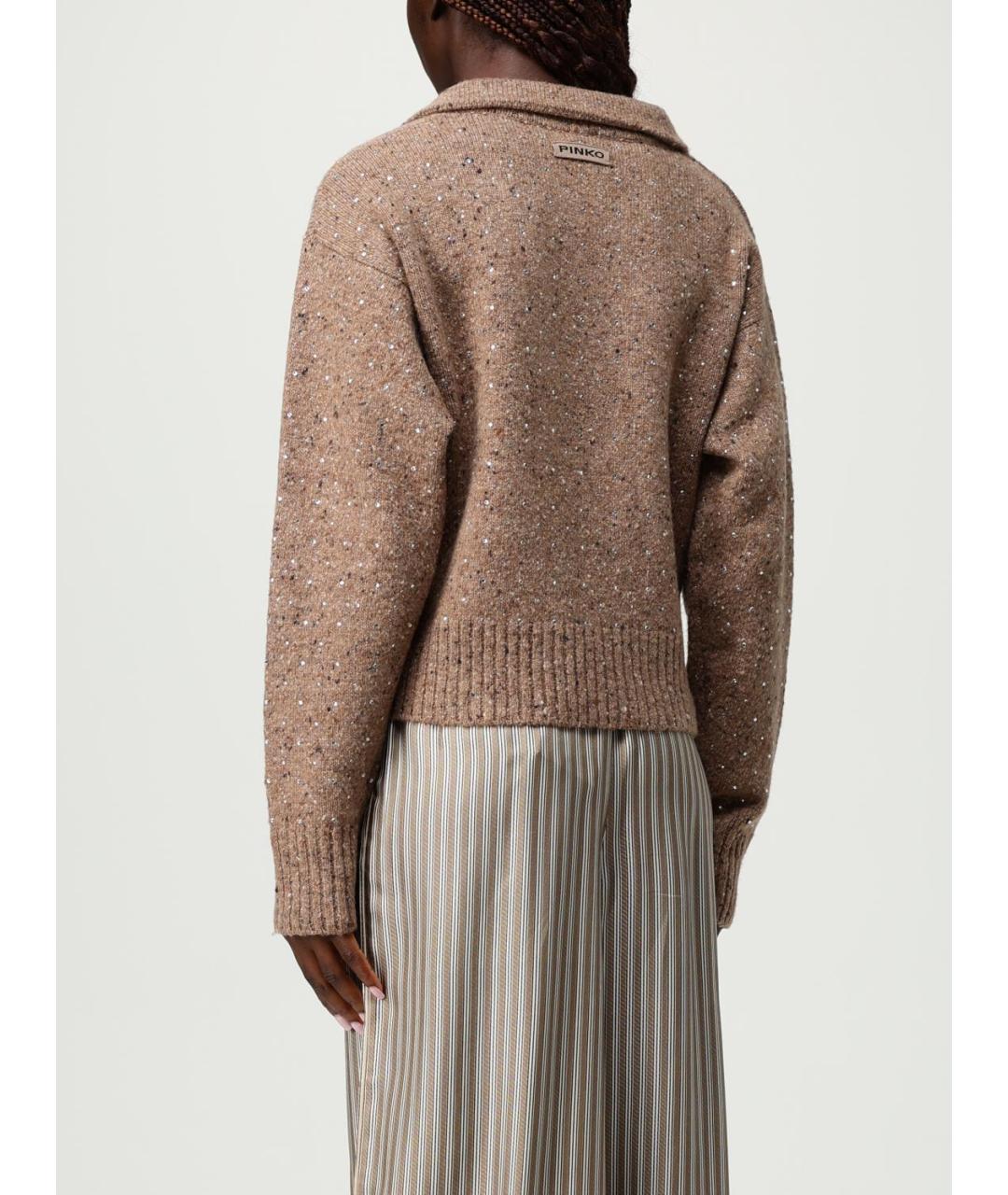 PINKO Бежевый шерстяной джемпер / свитер, фото 3