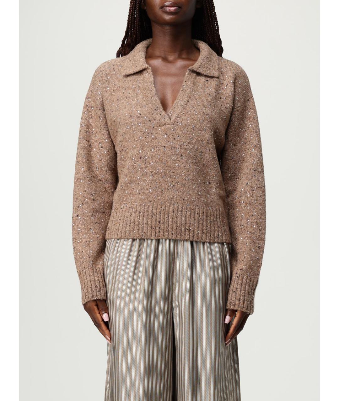 PINKO Бежевый шерстяной джемпер / свитер, фото 2