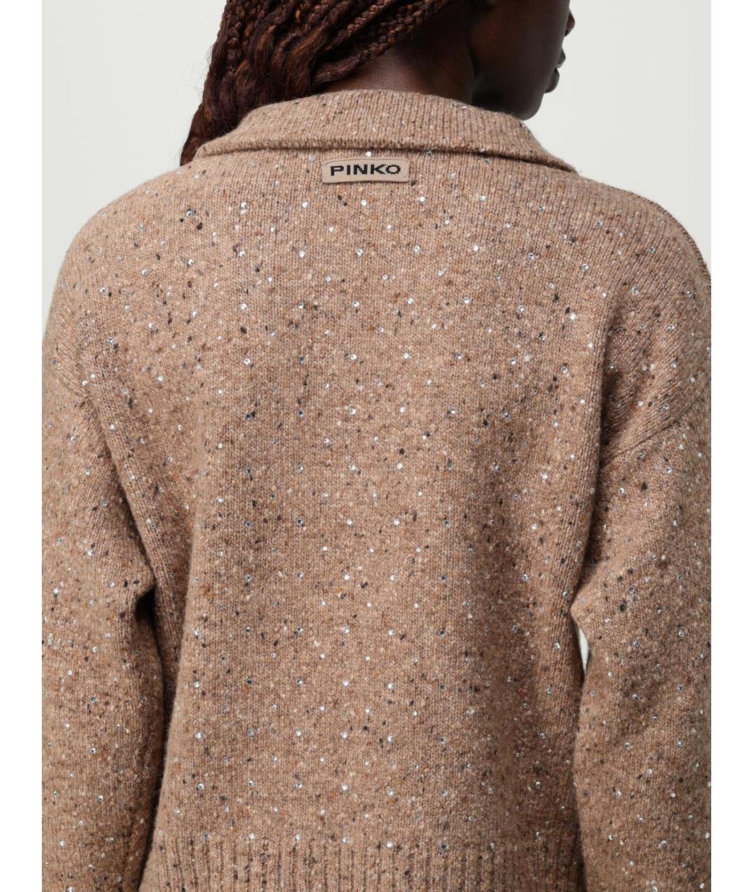 PINKO Бежевый шерстяной джемпер / свитер, фото 4