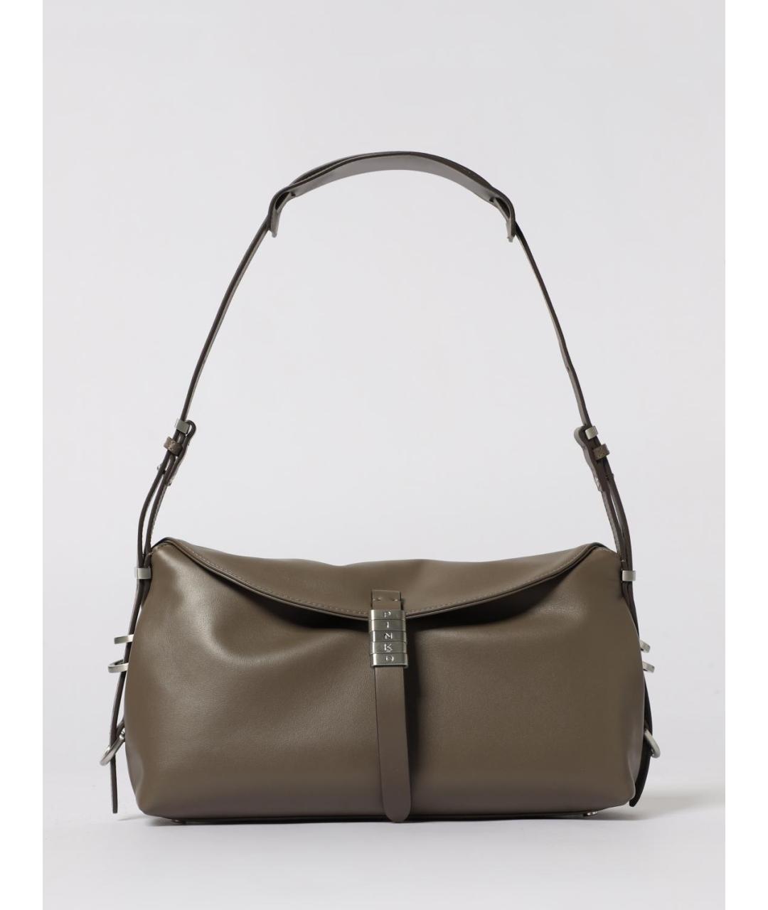 PINKO Серая кожаная сумка через плечо, фото 4