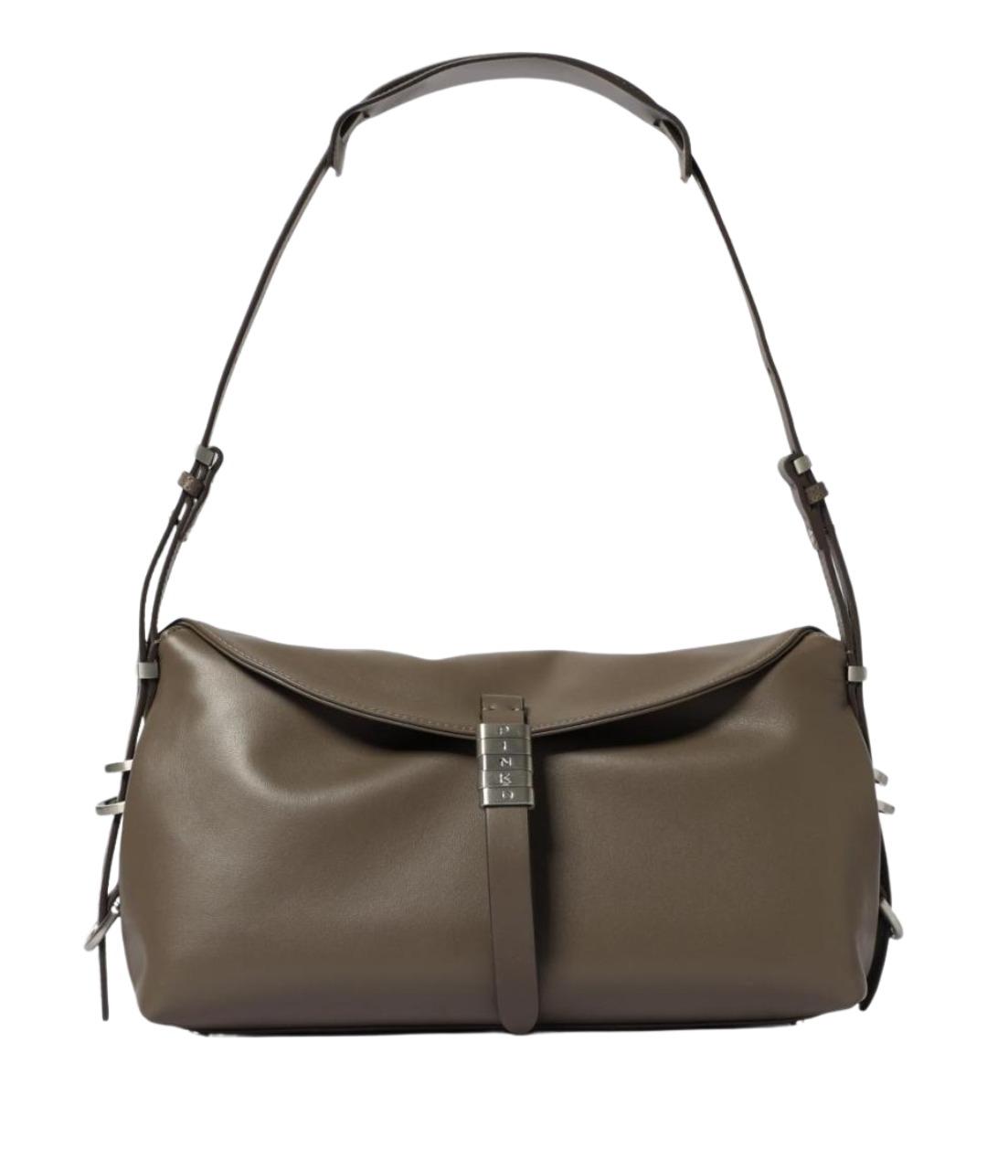 PINKO Серая кожаная сумка через плечо, фото 1