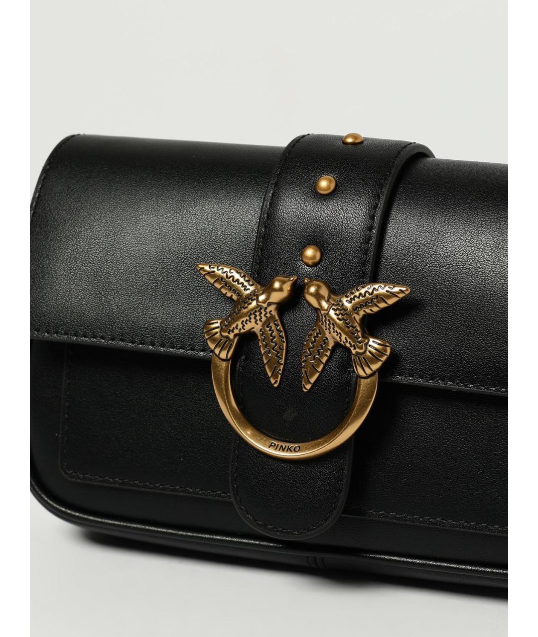 PINKO Черная кожаная сумка через плечо, фото 3