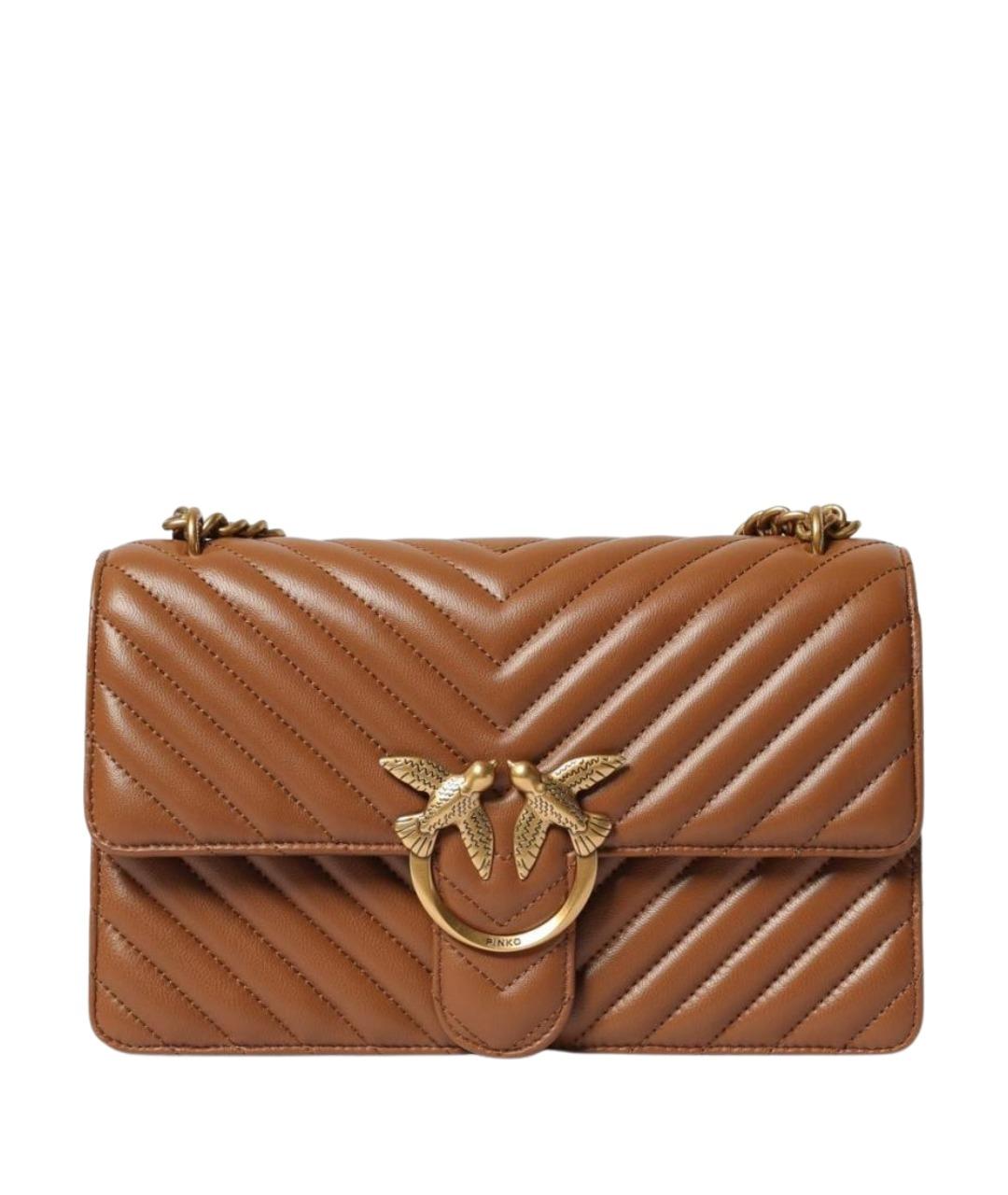 PINKO Коричневая кожаная сумка через плечо, фото 1