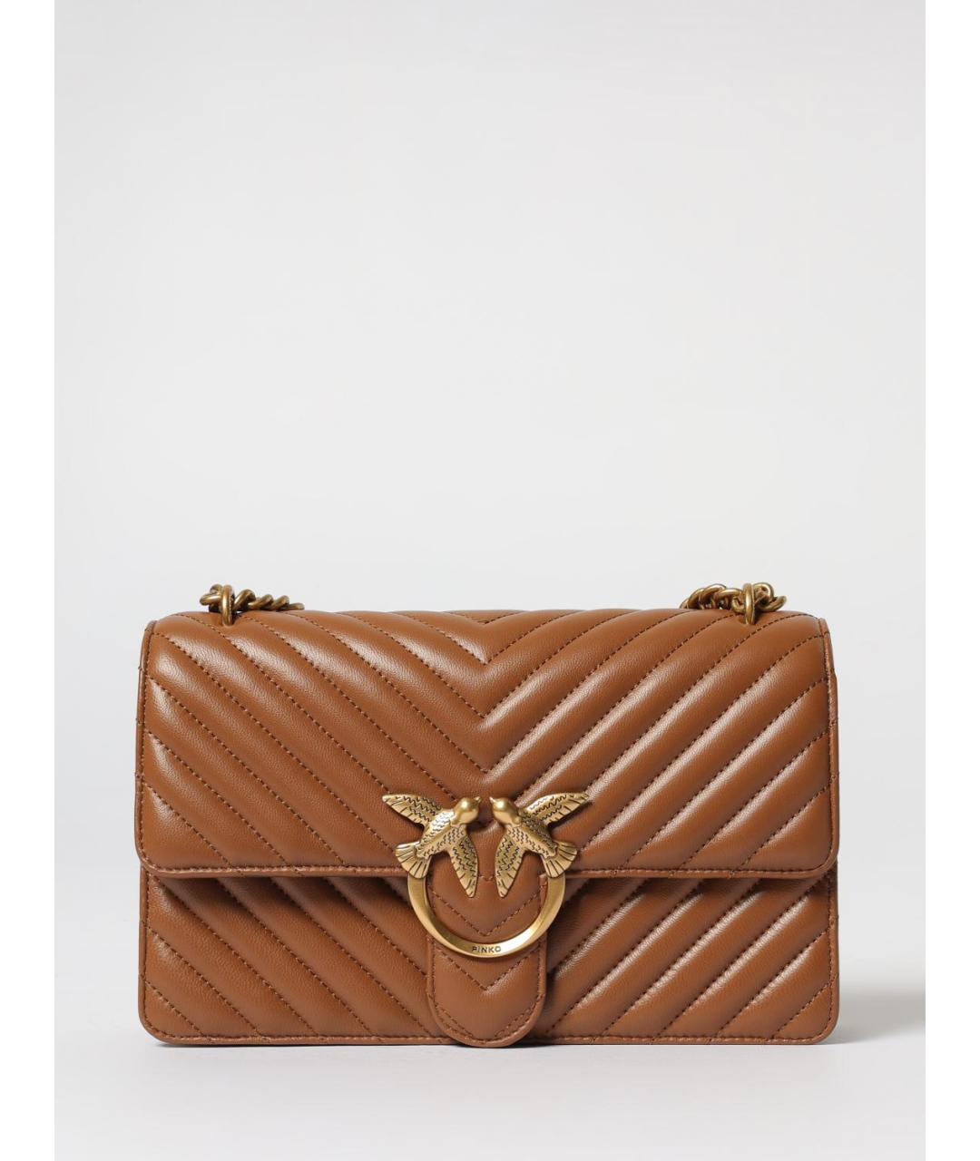 PINKO Коричневая кожаная сумка через плечо, фото 4
