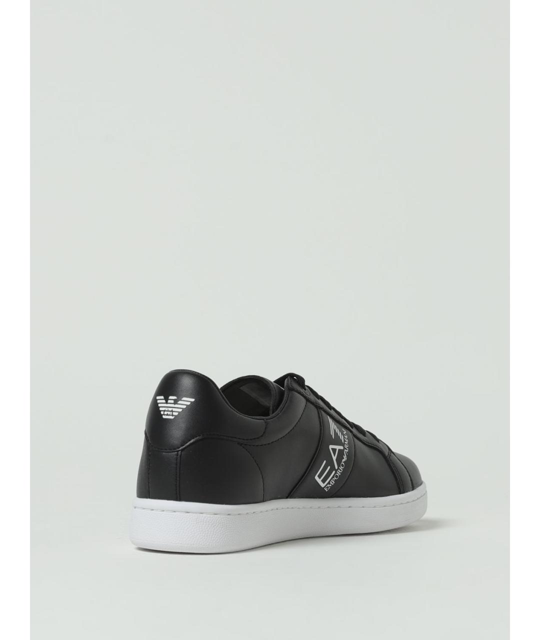 EA7 Черные кожаные низкие кроссовки / кеды, фото 3