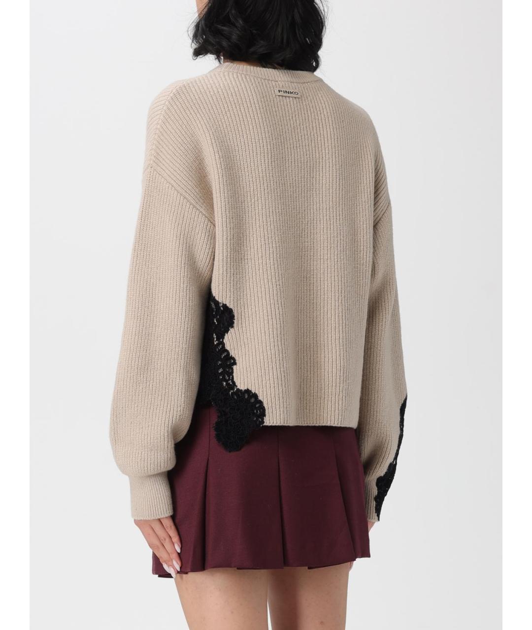 PINKO Бежевый шерстяной джемпер / свитер, фото 2