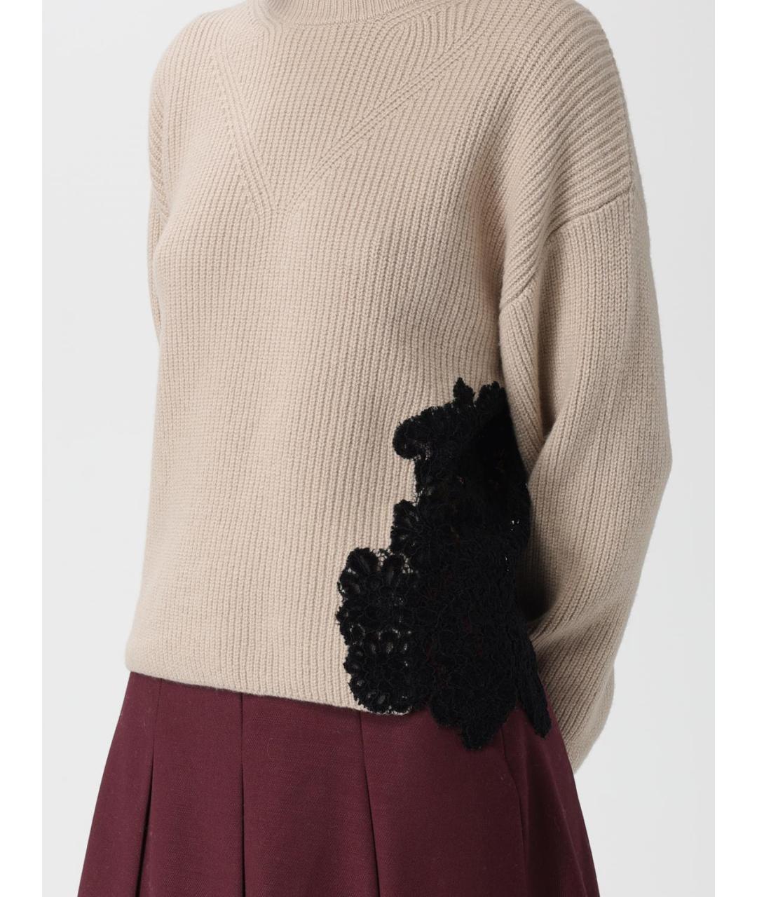 PINKO Бежевый шерстяной джемпер / свитер, фото 3