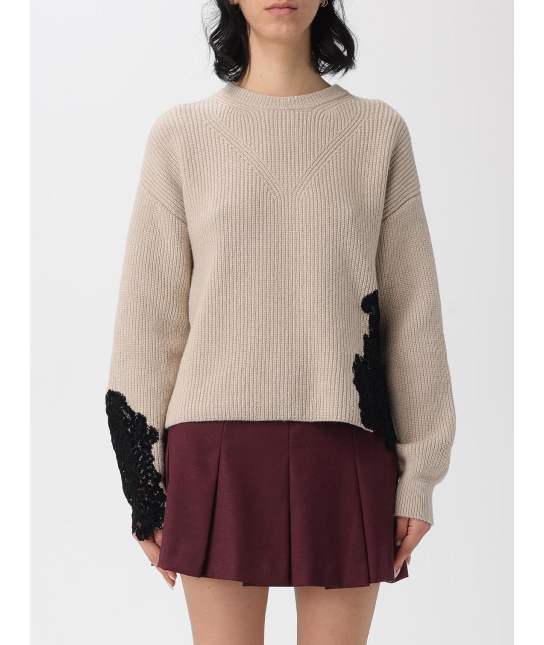 PINKO Бежевый шерстяной джемпер / свитер, фото 4
