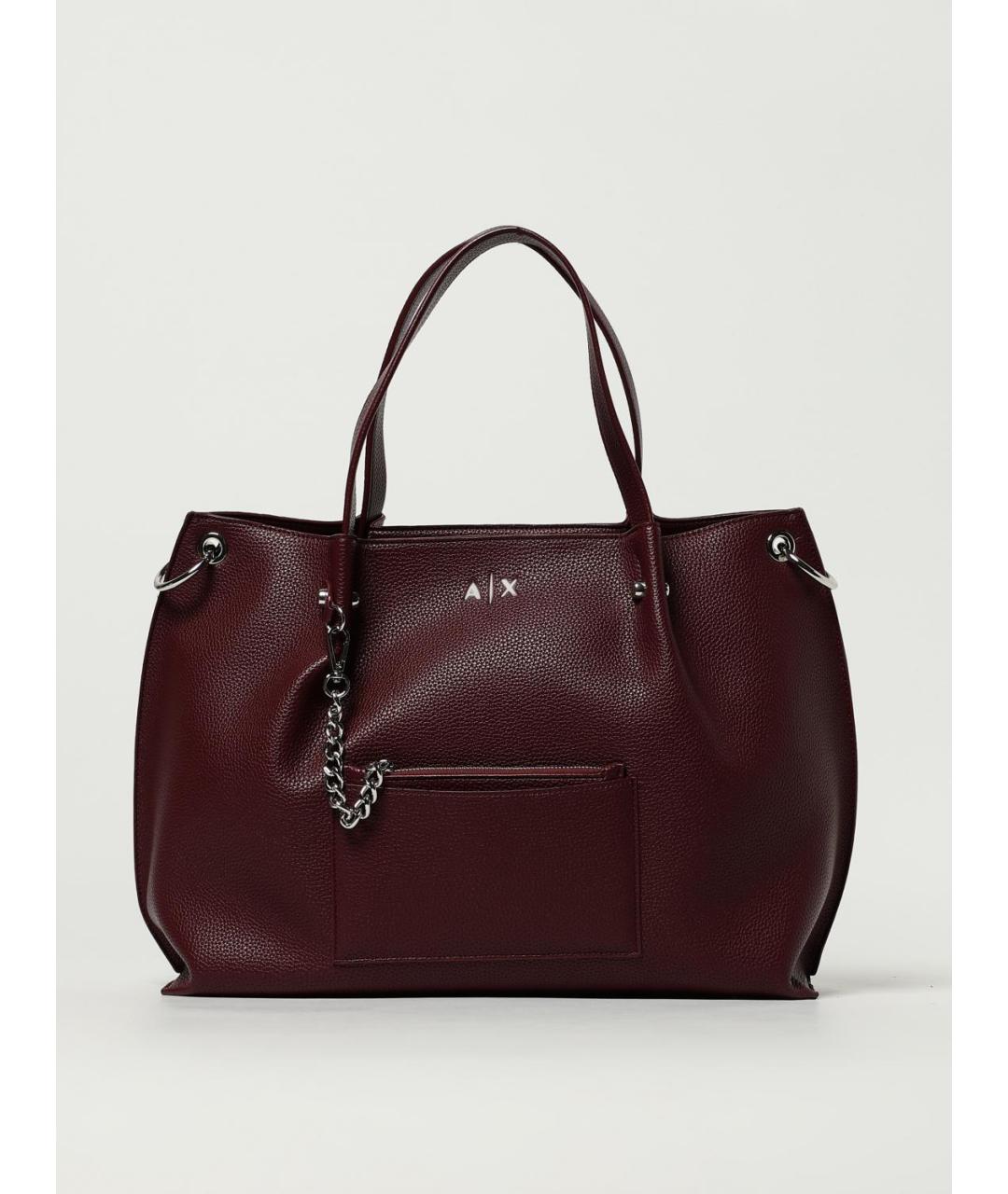 ARMANI EXCHANGE Бордовая сумка тоут из искусственной кожи, фото 4