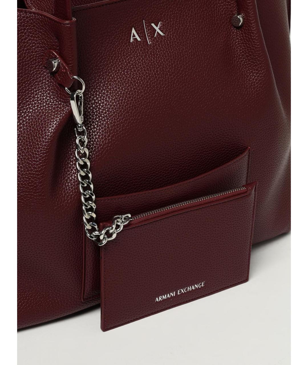 ARMANI EXCHANGE Бордовая сумка тоут из искусственной кожи, фото 3