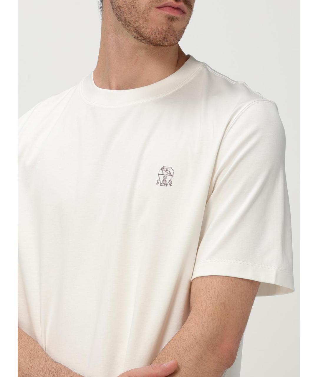 BRUNELLO CUCINELLI Белая хлопковая футболка, фото 5