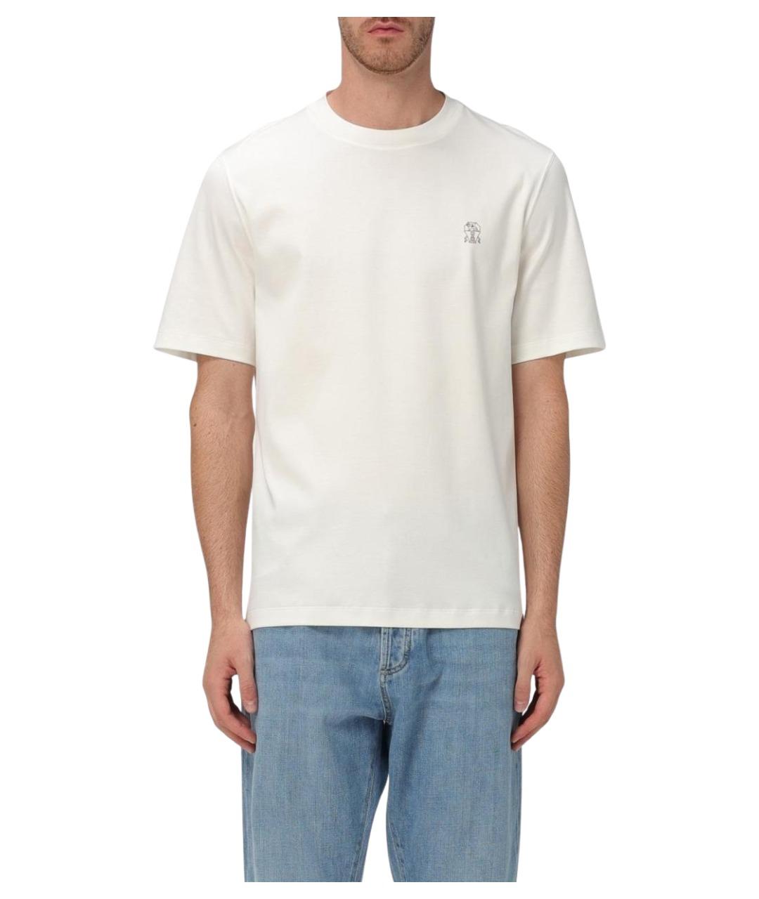 BRUNELLO CUCINELLI Белая хлопковая футболка, фото 1