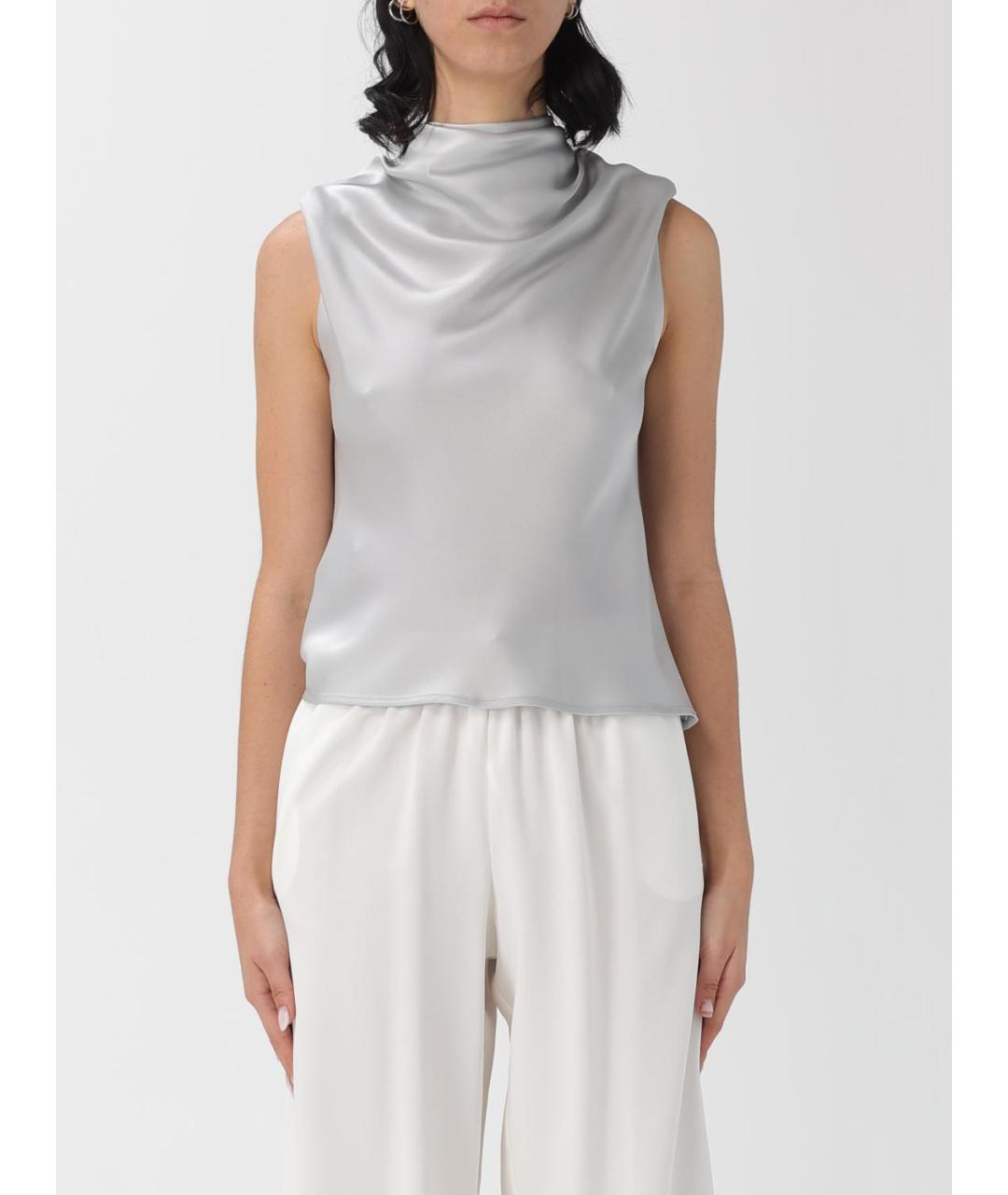 PINKO Серая ацетатная блузы, фото 4