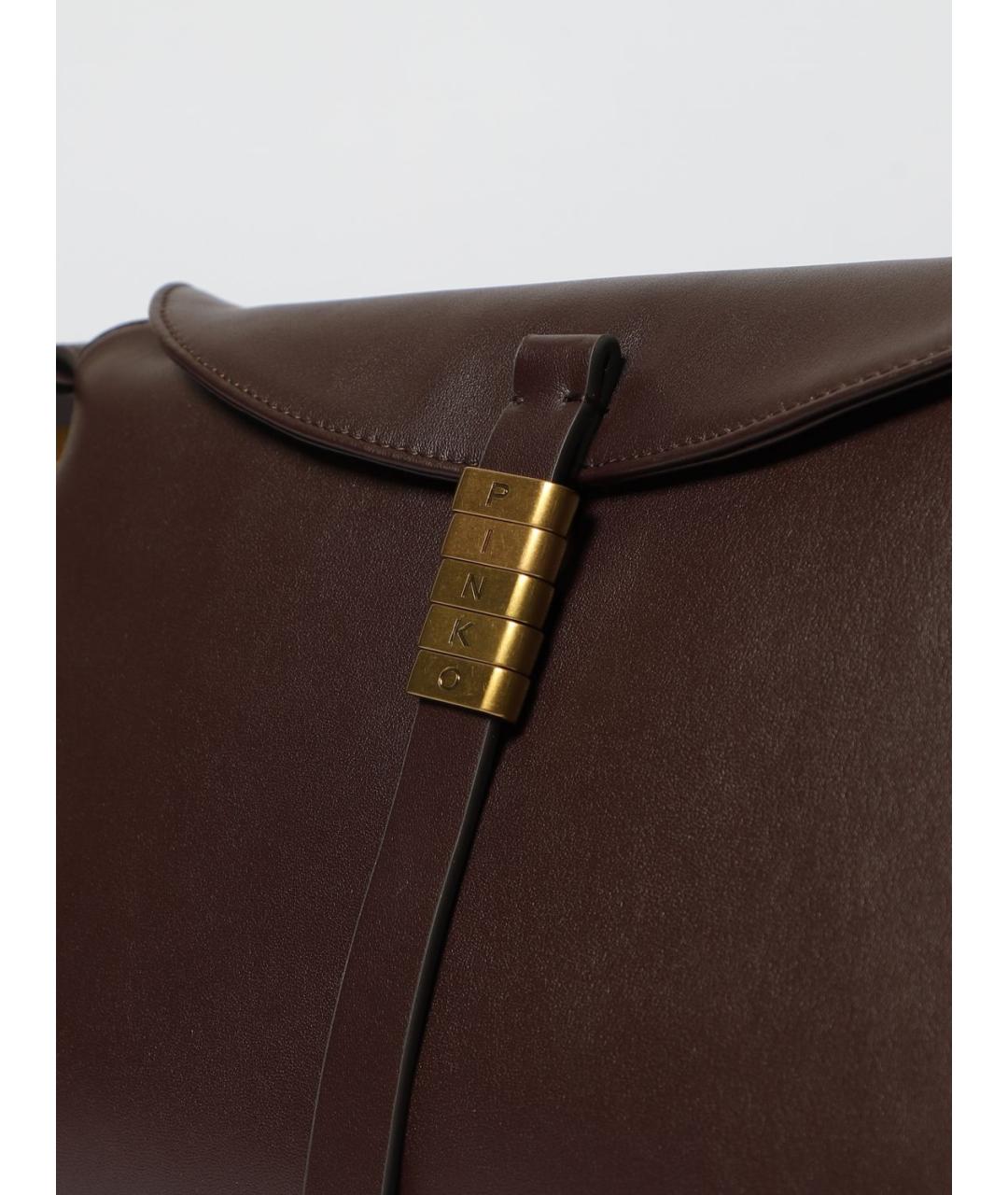 PINKO Коричневая кожаная сумка через плечо, фото 3