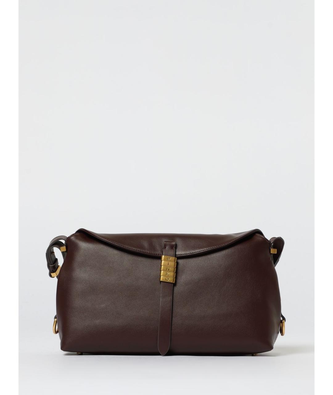 PINKO Коричневая кожаная сумка через плечо, фото 4