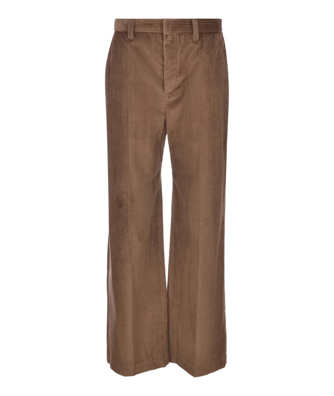 BRUNELLO CUCINELLI Коричневые хлопковые прямые брюки, фото 1
