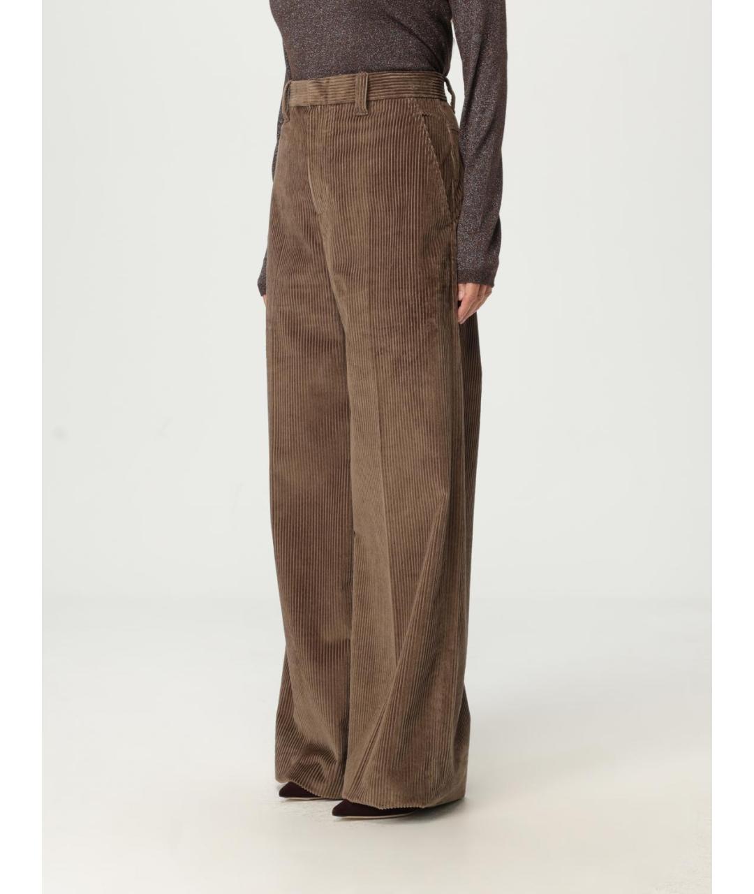BRUNELLO CUCINELLI Коричневые хлопковые прямые брюки, фото 5