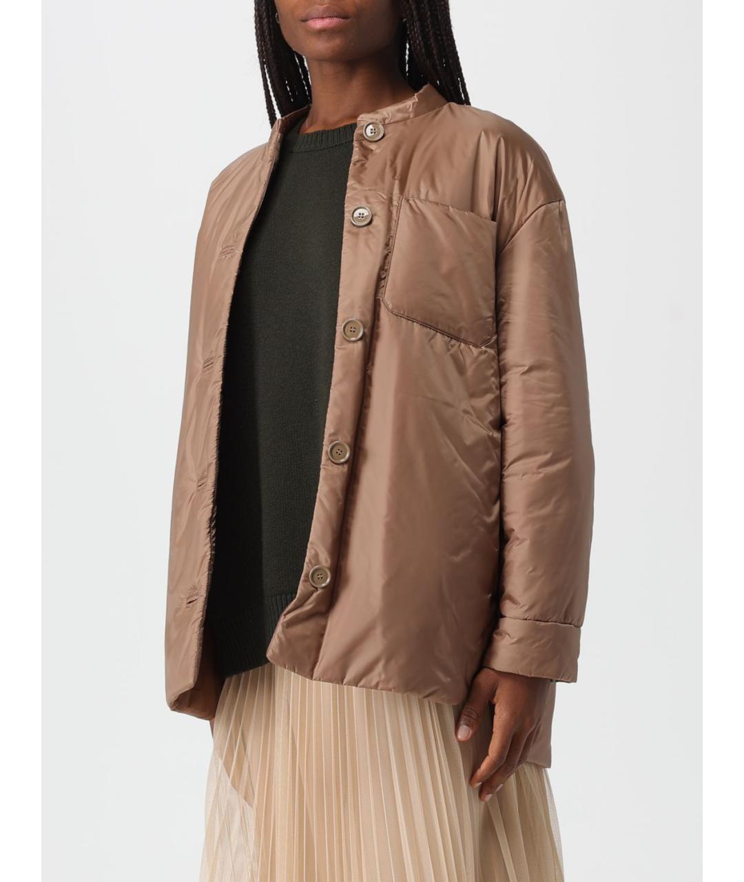 MAX MARA Коричневая полиэстеровая куртка, фото 4