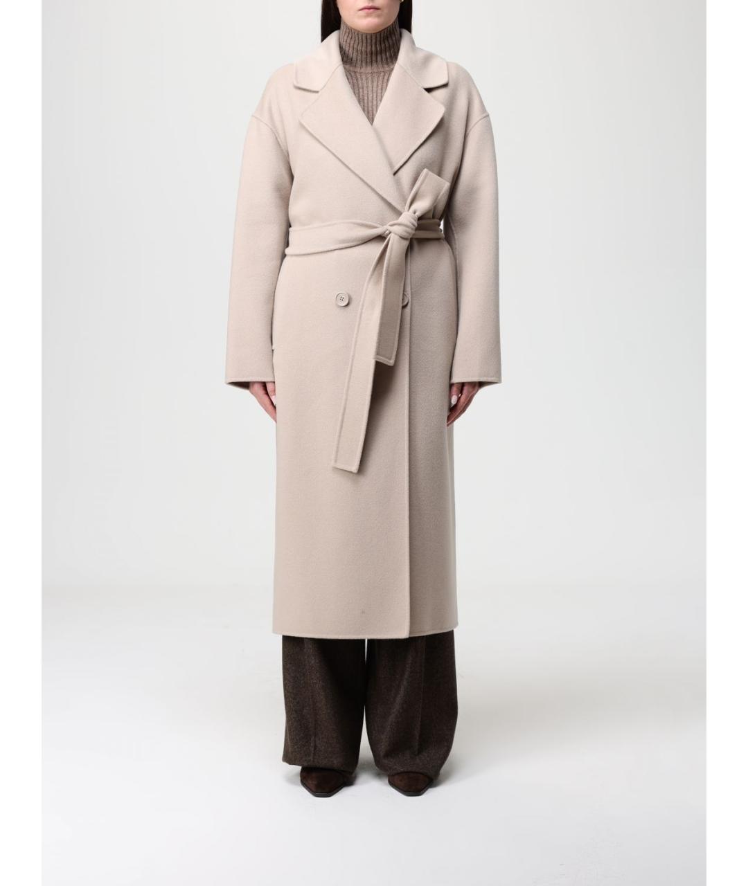 'S MAX MARA Бежевое шерстяное пальто, фото 6