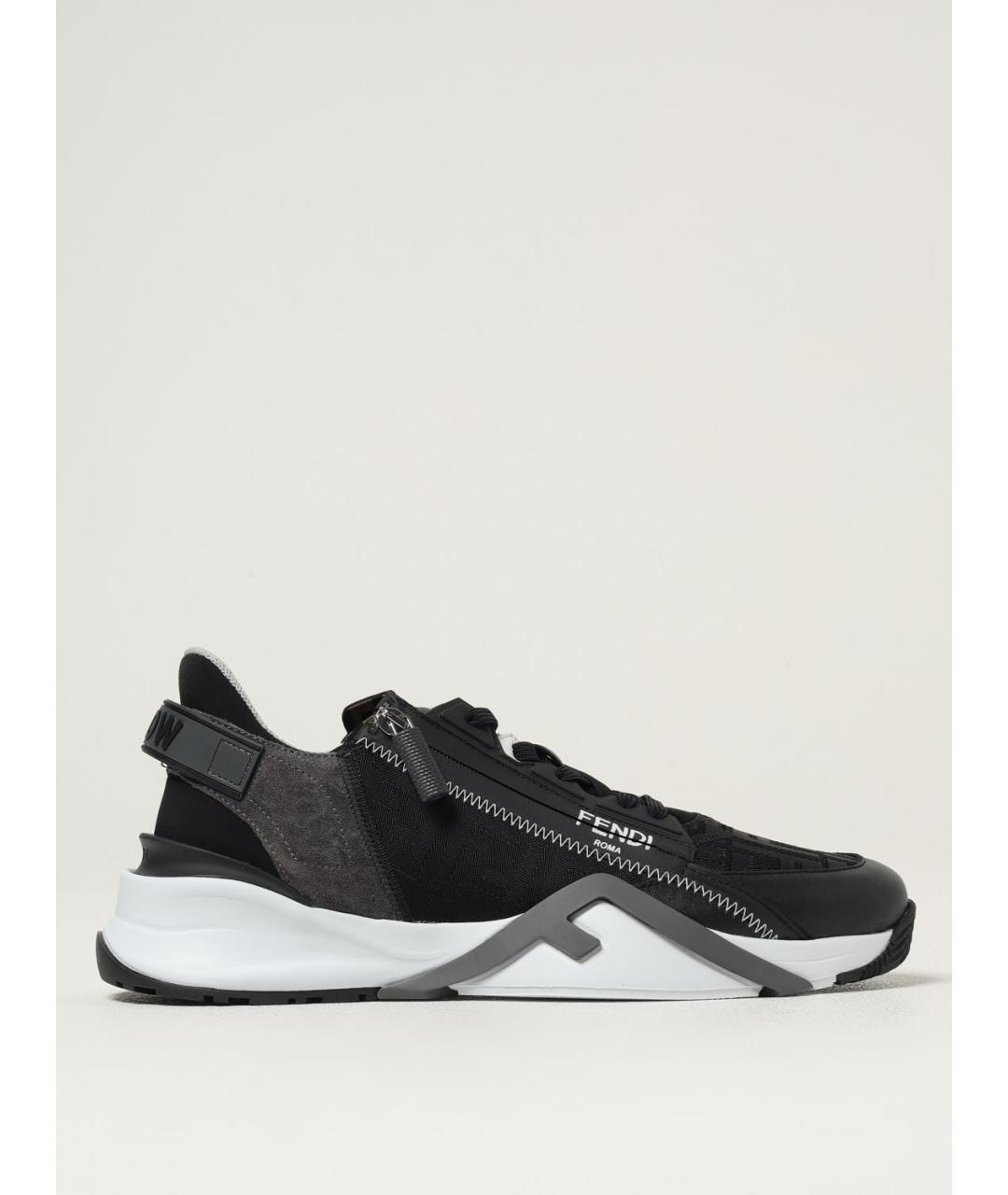FENDI Черные кожаные низкие кроссовки / кеды, фото 5