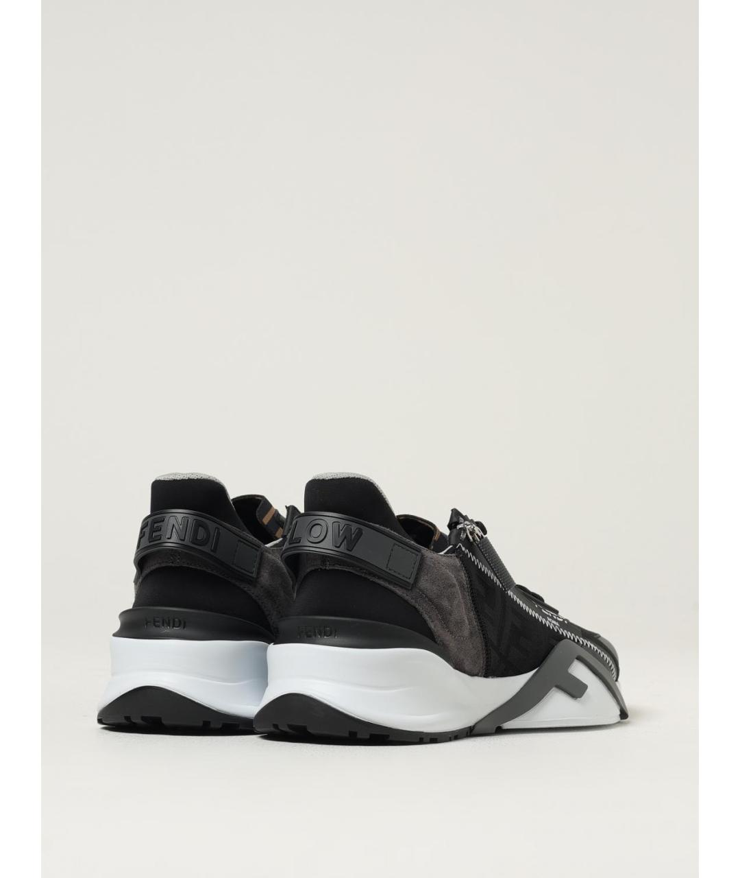 FENDI Черные кожаные низкие кроссовки / кеды, фото 3