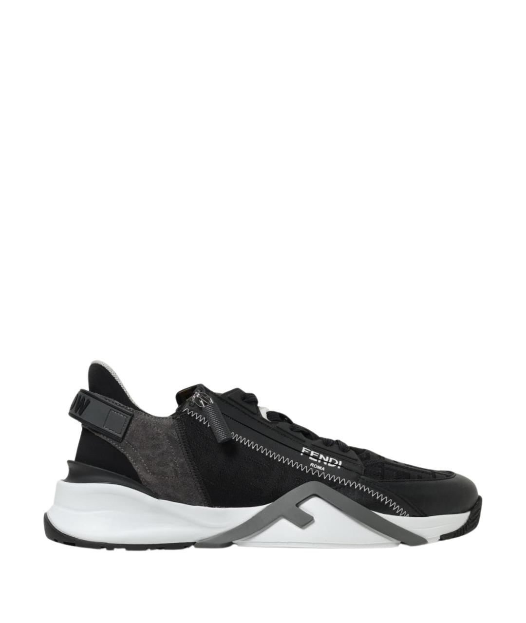 FENDI Черные кожаные низкие кроссовки / кеды, фото 1