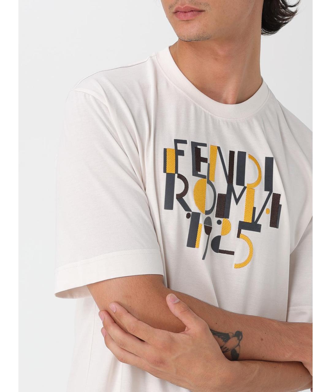 FENDI Белая хлопковая футболка, фото 6