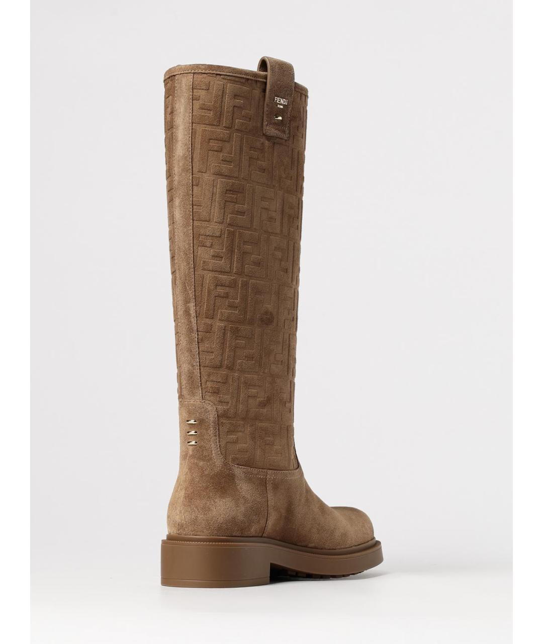 FENDI Бежевые замшевые сапоги, фото 3