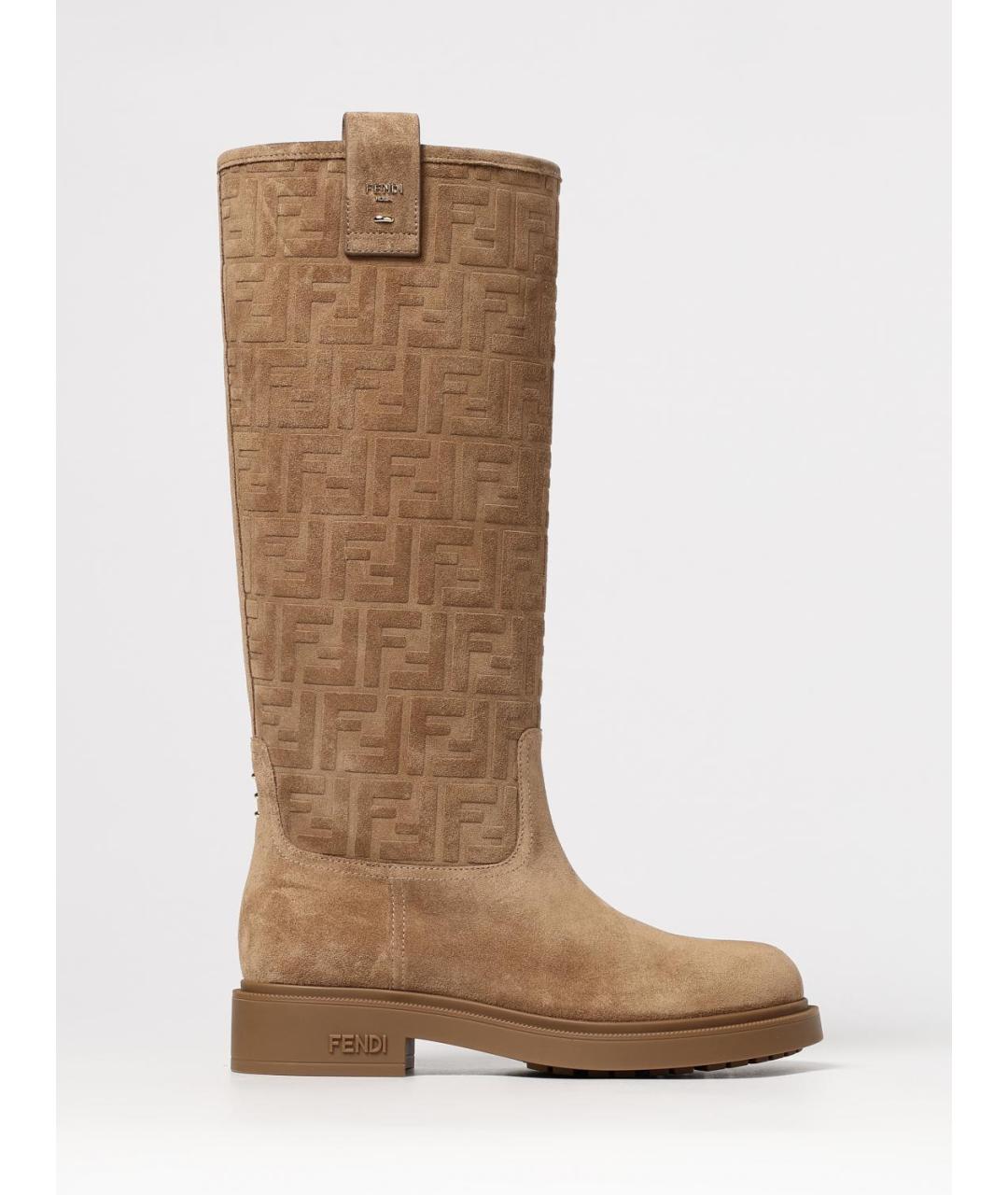 FENDI Бежевые замшевые сапоги, фото 5