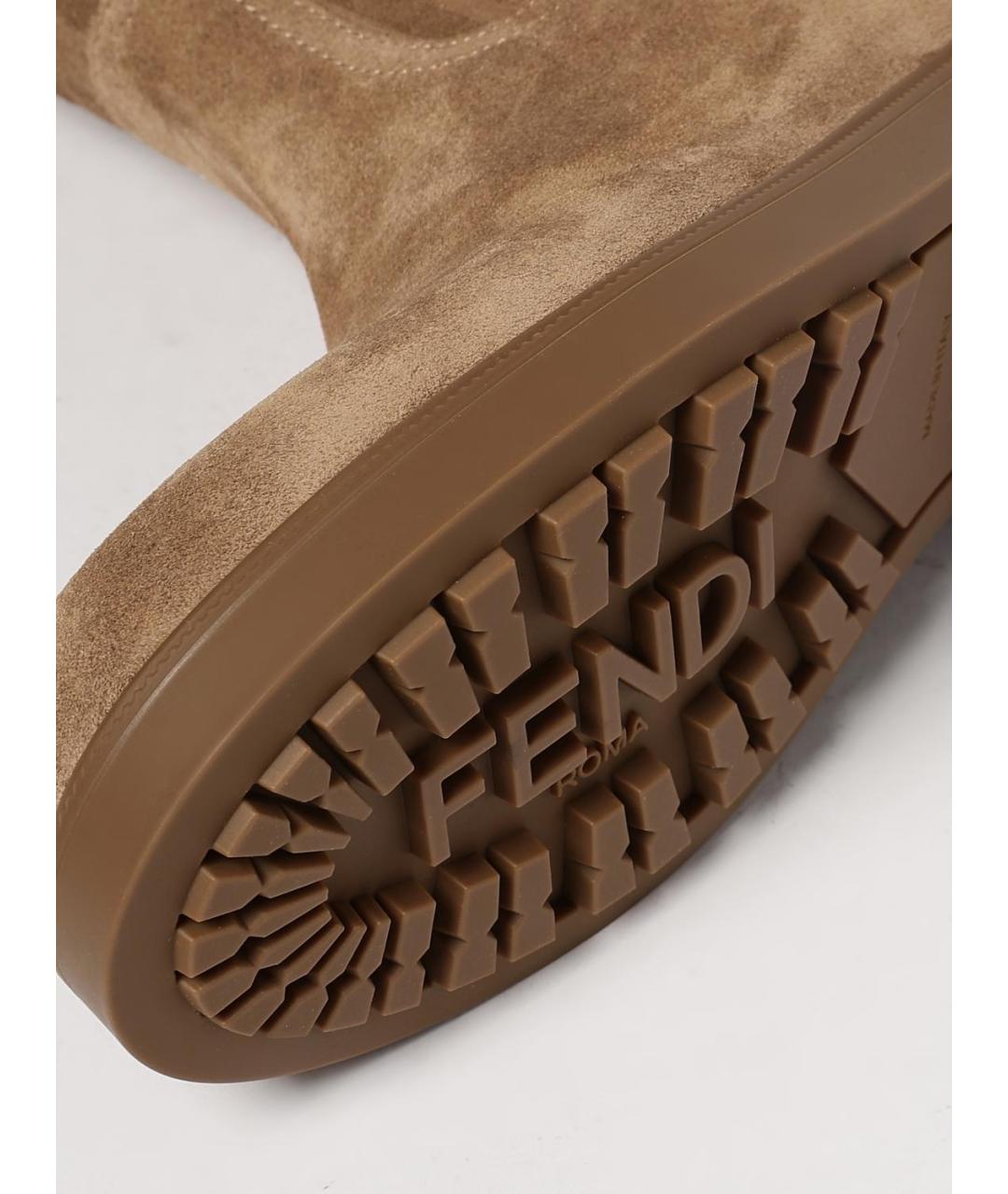 FENDI Бежевые замшевые сапоги, фото 4