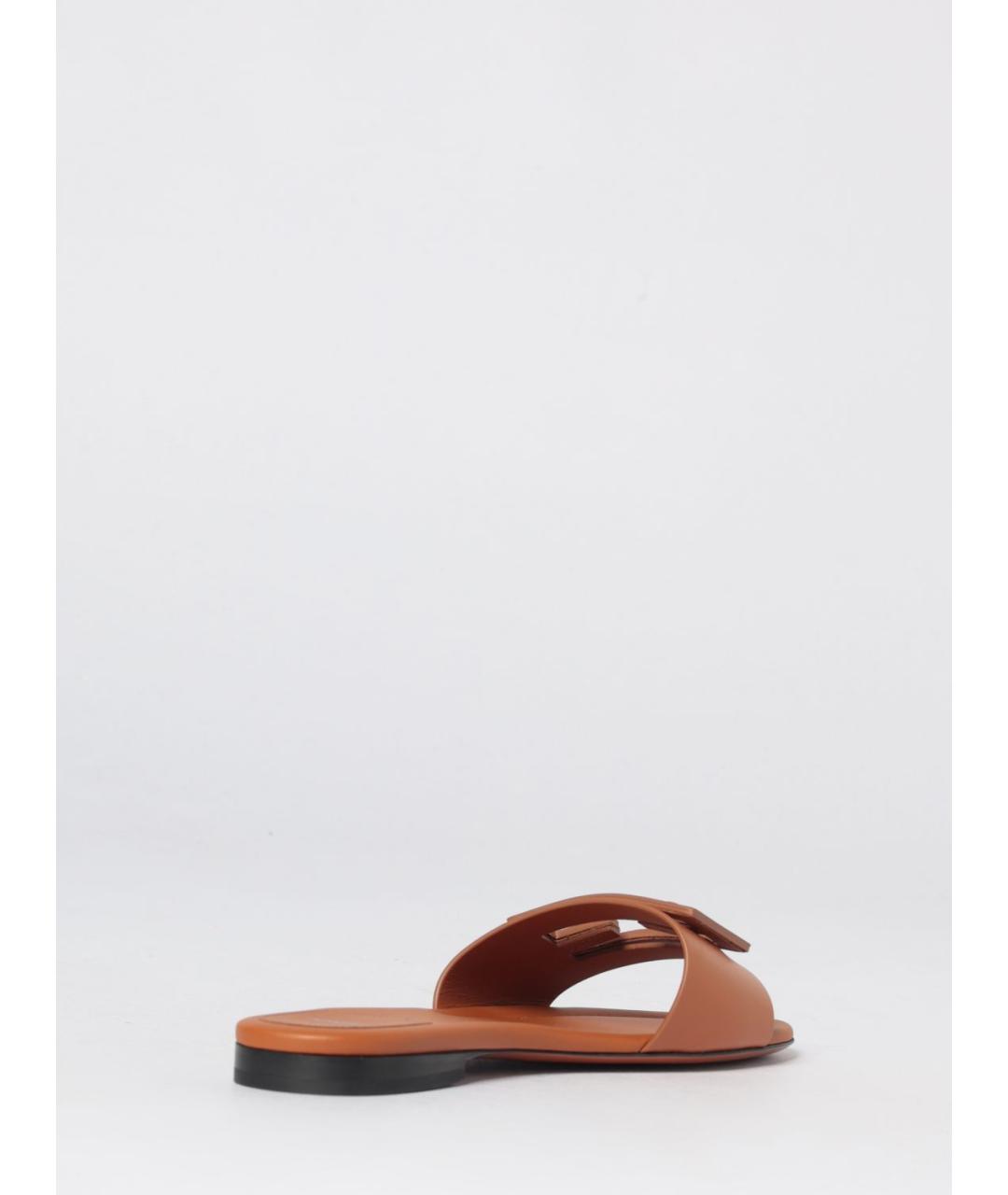 FENDI Коричневые кожаные шлепанцы, фото 3