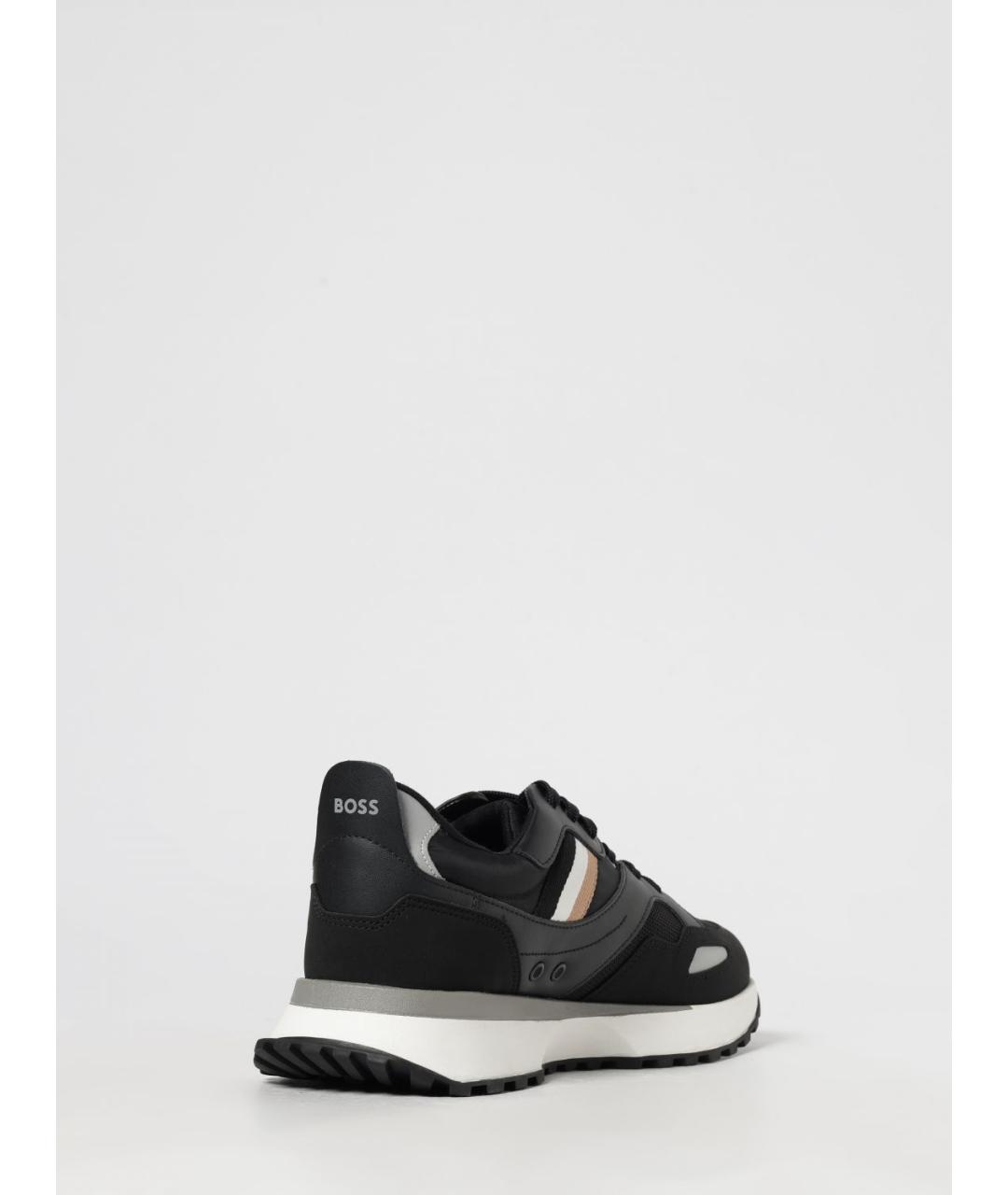 HUGO BOSS Черные кожаные низкие кроссовки / кеды, фото 3