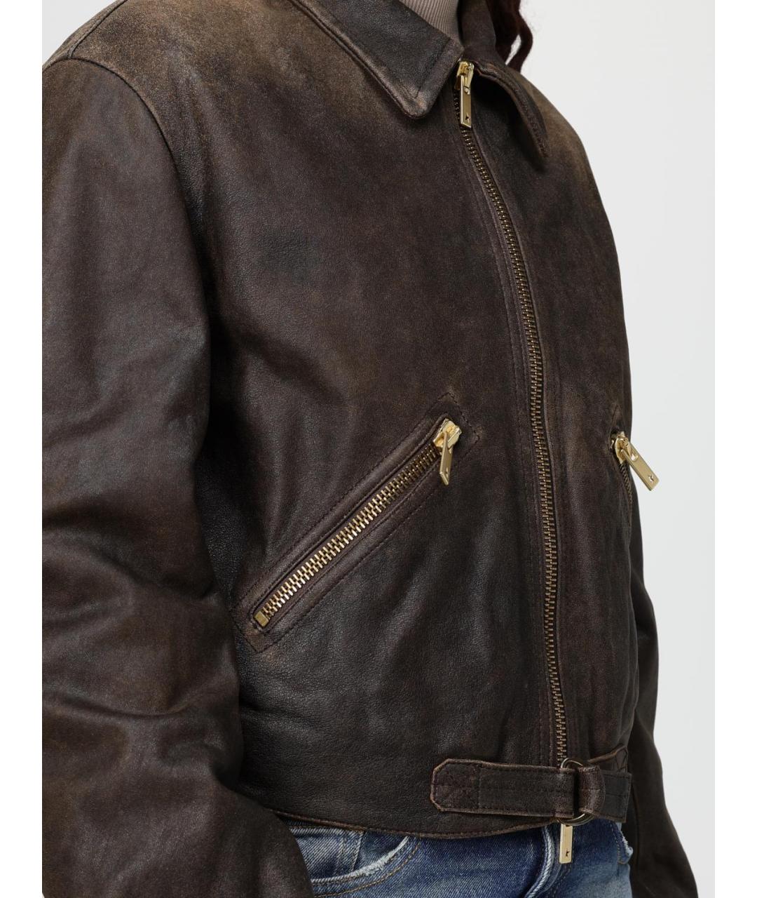 GOLDEN GOOSE DELUXE BRAND Коричневая кожаная куртка, фото 5