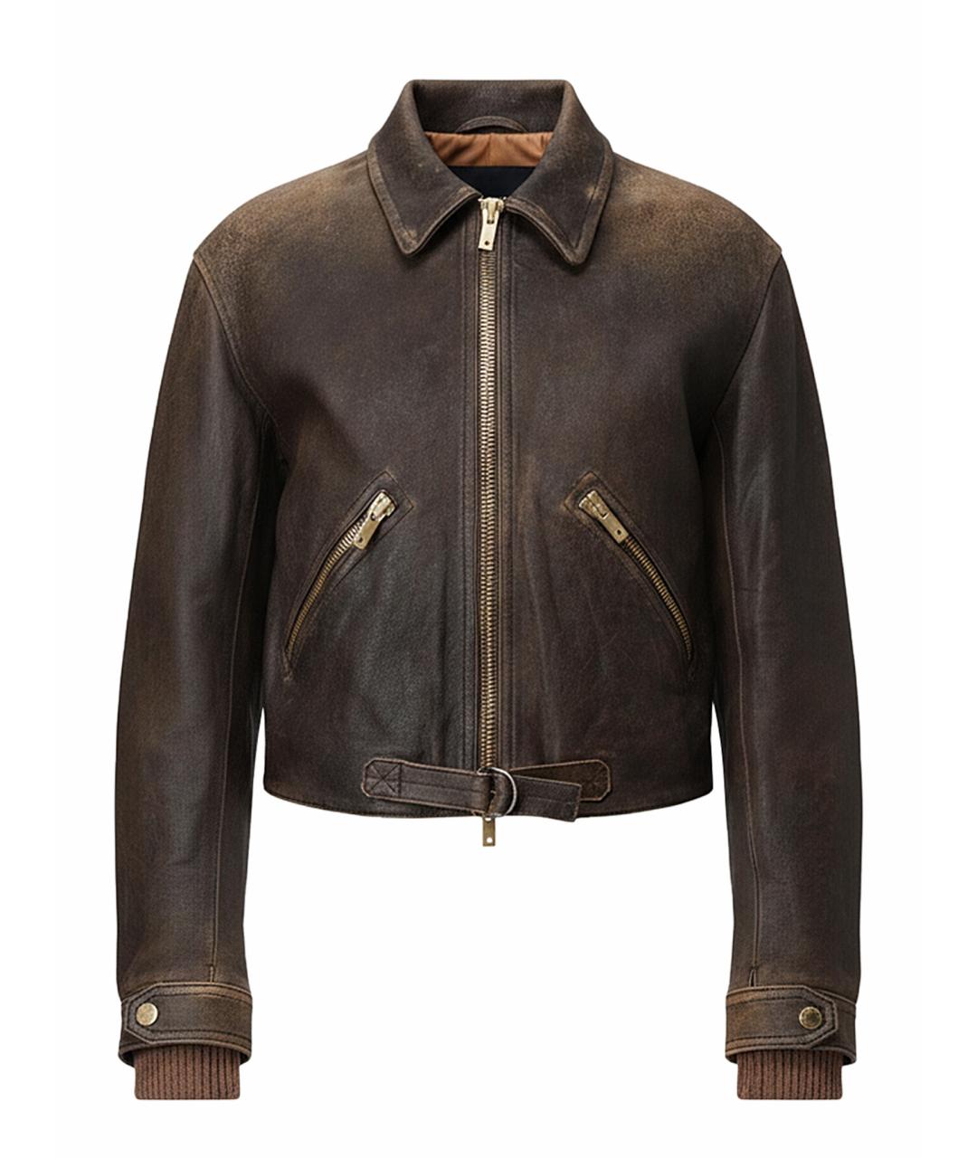 GOLDEN GOOSE DELUXE BRAND Коричневая кожаная куртка, фото 1