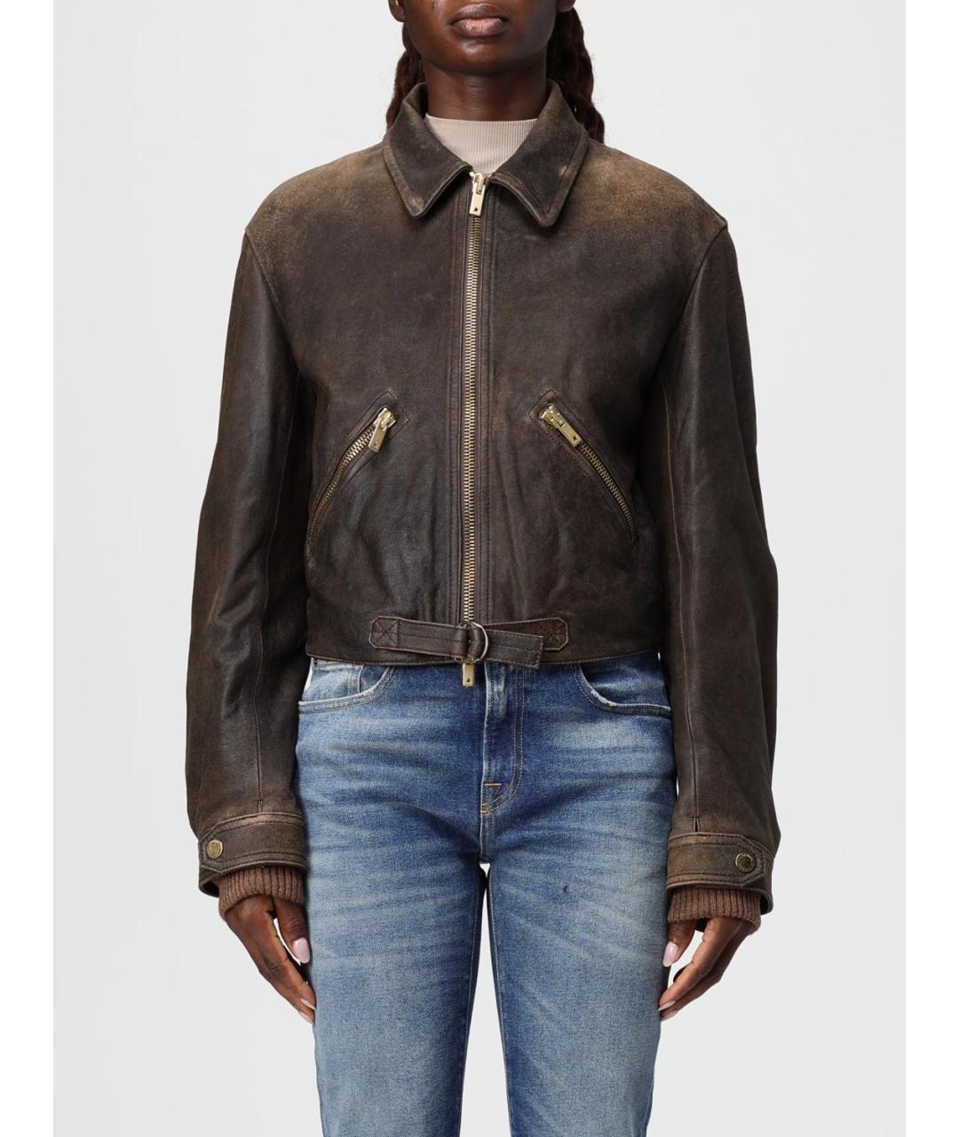 GOLDEN GOOSE DELUXE BRAND Коричневая кожаная куртка, фото 6