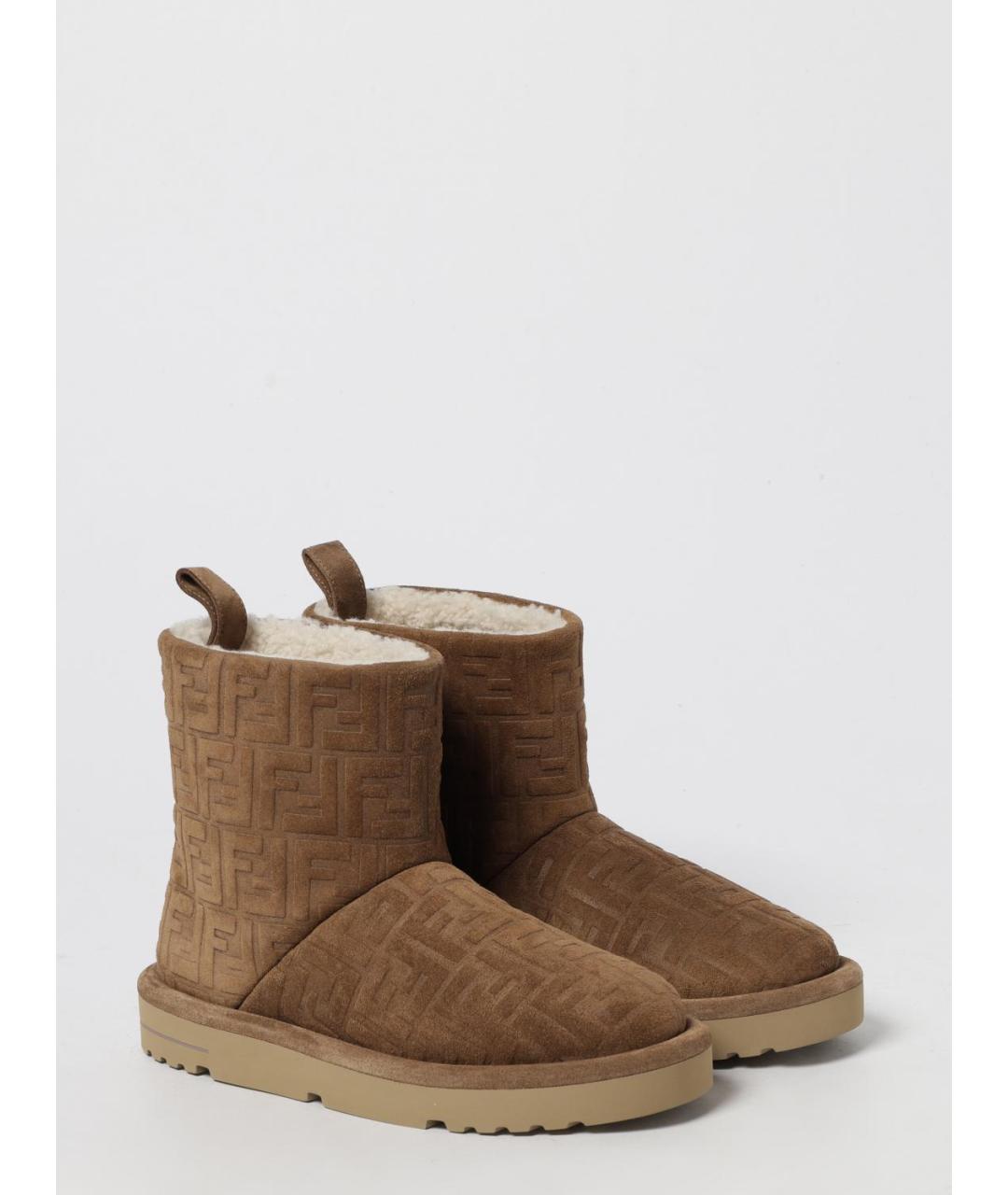 FENDI Коричневые замшевые высокие ботинки, фото 2