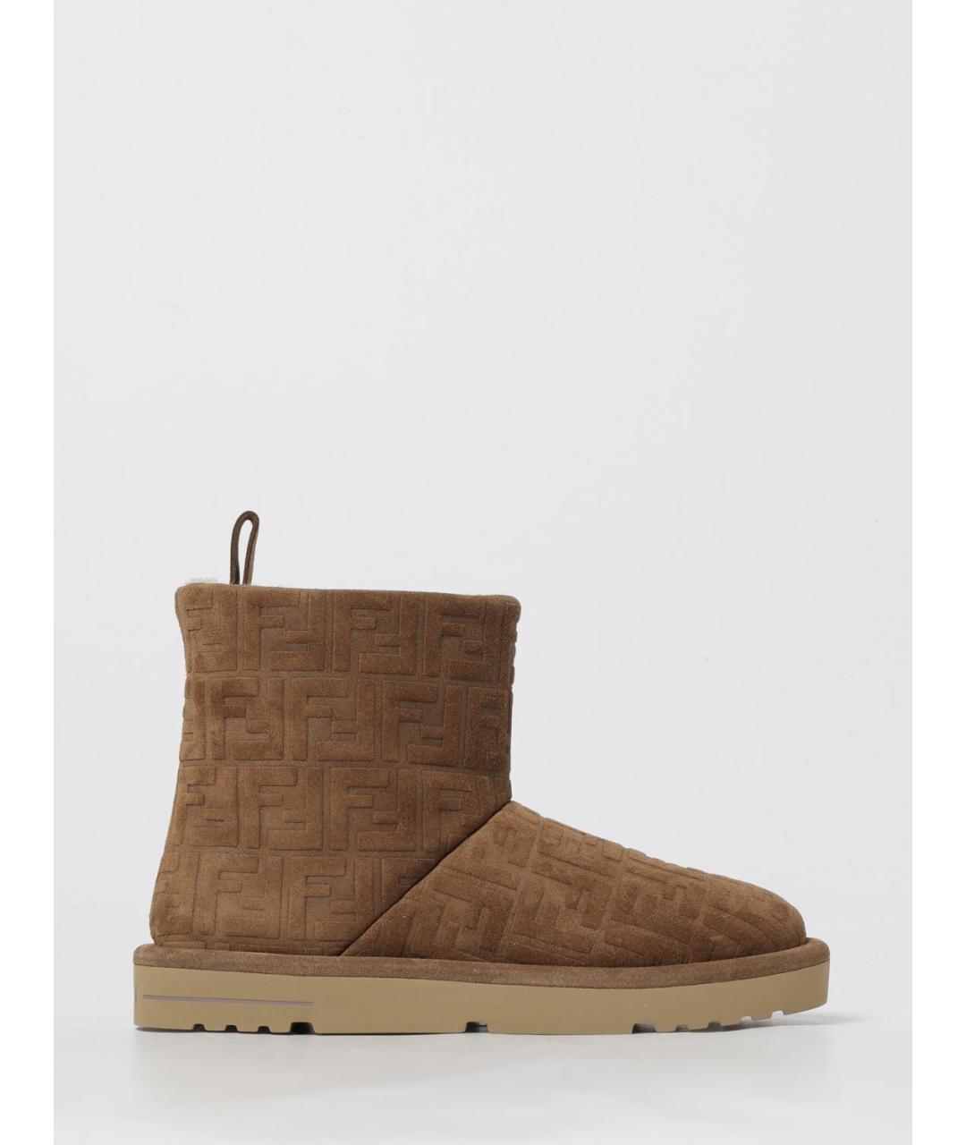 FENDI Коричневые замшевые высокие ботинки, фото 5