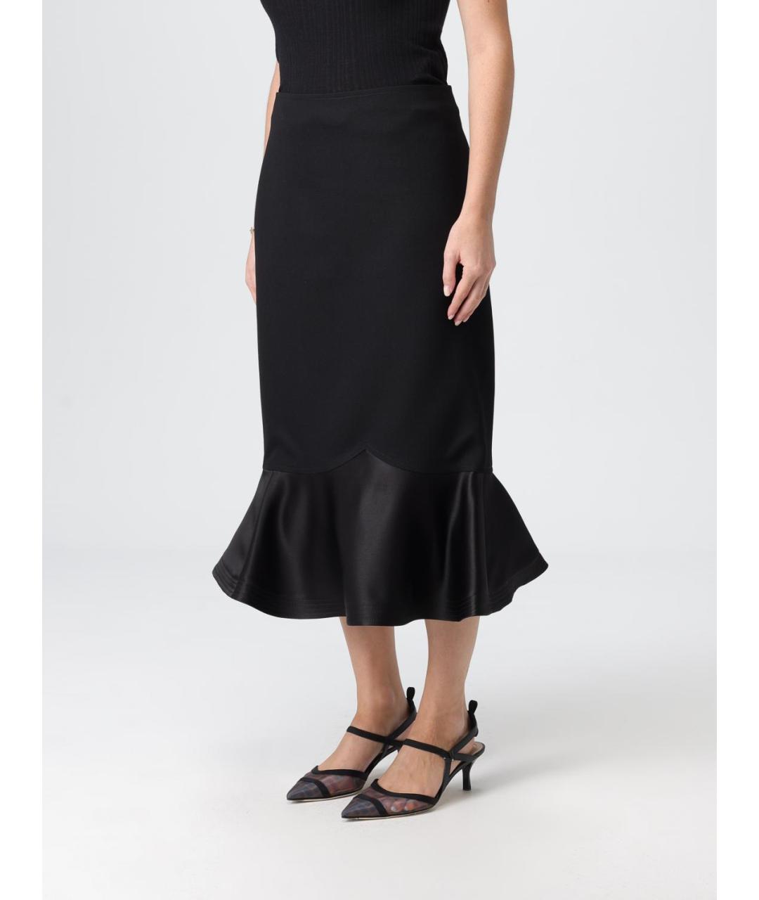 FENDI Черная шерстяная юбка миди, фото 4